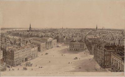 Uitzicht op Amsterdam vanaf de toren van het Koninklijk Paleis door Augustus Wijnantz